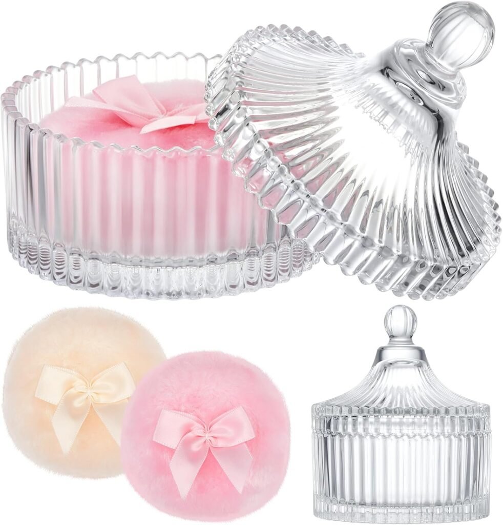 Tioncy 3 Pcs Large Body Powder Puff and Container